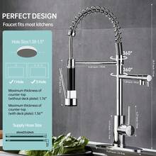 High-Performance Pull-Down Kitchen Faucet, 2-Way Water Flow & 360° Free Swivel, Precision-Crafted Hose & Ceramic Valve, Comprehensive Hardware Included - Plating - View 5