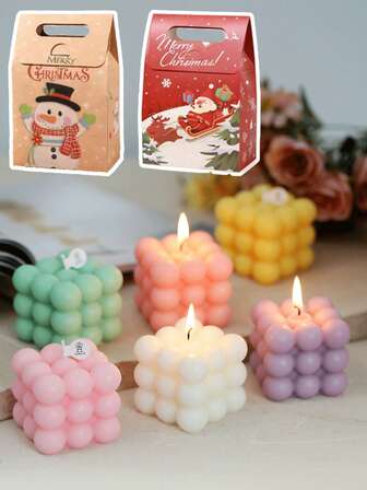 Cozy Holiday Soy Wax Candles, 12-Pack Bubble Cube Set For Christmas Decor, Warm Festive Scents For Home & Aromatherapy, Hot Christmas Gift Idea