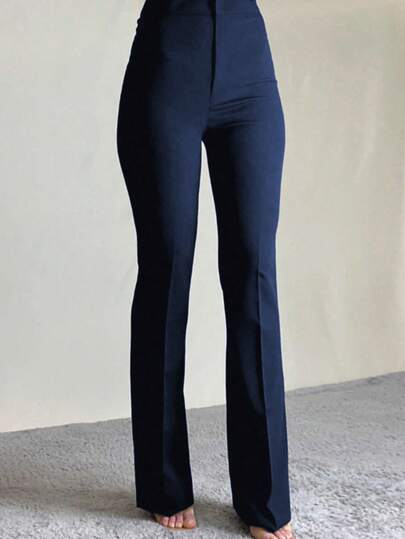 Pantalones elegantes, casuales y estilizados de talle alto con bolsillos para mujeres, de uso diario y chic