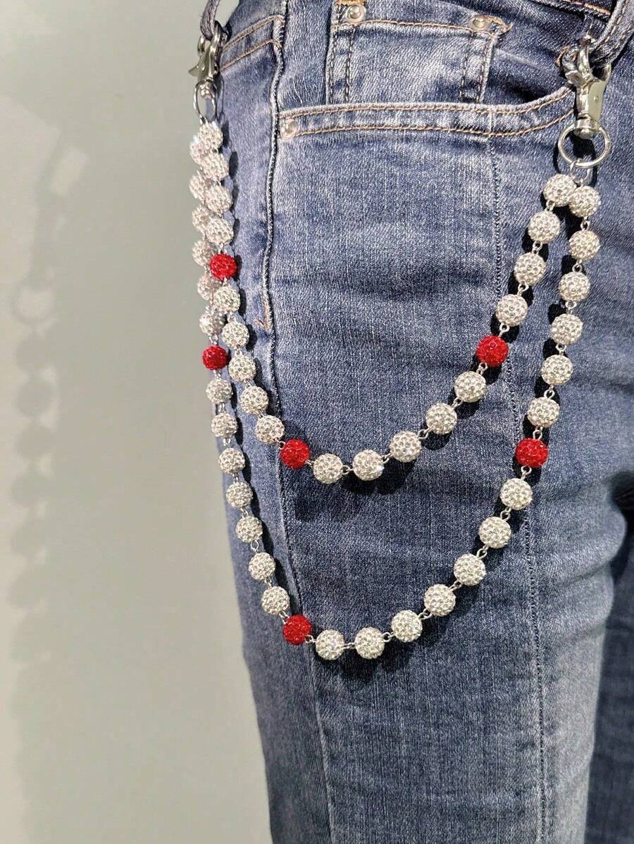 1pc Fashion Street Hip Hop Body Chain With Rhinestone Ball Pendant, Handmade Dance Decoration For Men And Women, Multifunctional Accessory - Multicolor - View 1