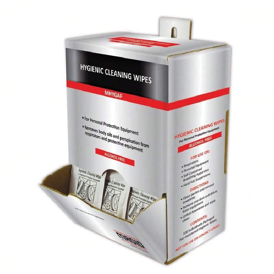 HYGAF Hygienic Wipes | Alcohol-Free Hygienic Wipes - For Use With Respirators, Removes Body Oils & Perspiration (Dispenser Of 100 Wipes),25837872 - màu đen - Xem 1