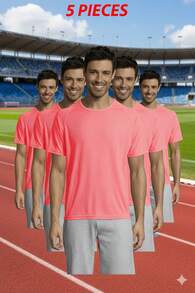 THEGEWA 5 Breathable Sports T-Shirts, Different Colors, Various Sizes, From XS To 3XL - Pink - View 1