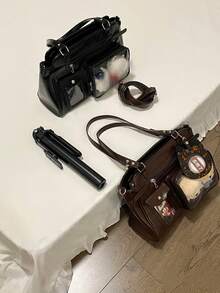 Y2K Vintage Large Capacity Transparent Badge Corn Road Messenger Bag, Fashionable Street Style, Suitable For Women Shopping, Commuting, Gift, Party, Anime Convention, Versatile Shoulder/Crossbody Bag , Gifts For Women , Y2k - Black - View 10