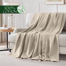 Elegant Comfort 1pc Soft Waffle Weave Throw Blanket , Lightweight Summer Blanket For Hot Sleepers, Full, Queen, King, Twin, And Twin XL Size Bed Breathable Cozy Warm Woven Textured Blankets For Couch, Bed, Sofa, Home Décor, Christmas Decorations Gifts, Cozy Winter Styles, Holiday Décor - 亞麻布 - 查看 5