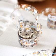 1 Rolle/Tüte Klebeband, süße Haustier Musiknoten Serie, niedlicher Katzen- und Hunde-Musiknotations-Themen PET-KlebebaSammelalbumbook-Zubehör und Notizbuch-Accessoires, zum Dekorieren von Fotorahmen, Computer- und Handyhüllen, Wasserbechern, Zeitschriften, Federmäppchen, Büro-Dekoaufkleber, Schulanfang-Saison Aufkleber, Schulmaterial