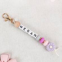 1 Pc Customized Round Silicone Bead Keychain, Personalized English Letters, Name Keychain, Bag Accessories, Gifts For Relatives And Friends