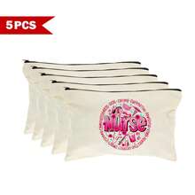 1 Peça / 5 Peças / 10 Peças Bolsa de Lona com Tema de Enfermeira, Bolsa com Zíper, Bolsa de Kit de Sobrevivência, Bolsa Medicinal, Impressão de Padrão de Letra/Flor/Onça/Coração/Arco-íris, Bolsa Divertida para Maquiagem, Bolsa de Toucador Portátil para Viagem, Organizador de Maquiagem, Bolsa Cosmética, Bolsa de Higiene, Coleção de Banheiro, Coleção de Quarto, Grande Capacidade
