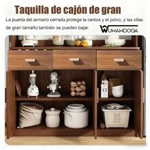 Gabinetes Organizador Cocina Mueble Para Microondas Bufetera Mueble con 5 Puertas - Marrón - Ver 6