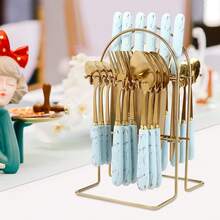 Cutlery Set With Stand Cutlery Set Service For 24 Pieces Flatware Set - Gold - View 11