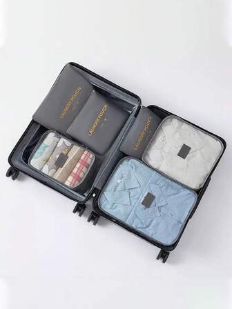 6pcs/Set Portable Travel Organizer Bags, Foldable Luggage Storage Bags, Multi-Purpose Organizer Bags Including: Multipurpose Organizer, Waterproof Toiletry Bag, Compression Packing Cubes, Cosmetic Bag, Garment Bag, Shoe Bag, Compression Sacs, Essential For Autumn/Winter Seasonal Change, Suitable For Cosmetics, Skincare, Makeup, Comb, Nail Polish, Jewelry, Perfume, Stationery, Electronics Storage, Holiday Gift,Gifts For Women,Christmas Gifts,Gift Ideas For Women