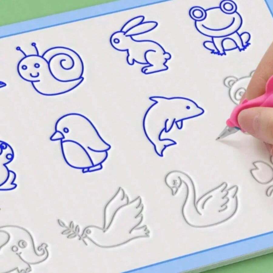 1 livro de pintura mágica com ranhuras 3D reutilizável, adequado para aprender números e letras, desenvolver habilidades de desenho, praticar caligrafia, livro de exercícios de matemática - conjunto de exercícios educacionais de caligrafia, presente de Natal e Halloween (cor e design de capa aleatórios)