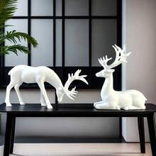 قطعتان من تماثيل الرنة البيضاء الحديثة - تماثيل ديكور المنزل في عيد الميلاد، مناسبة لغرفة المعيشة والنوم وديكور المنزل، ديكور عطلة الشتاء، مثالية لحفلة عيد الميلاد ورأس السنة، هدية مثالية لعيد الميلاد ورأس السنة - أبيض - مشاهدة 6