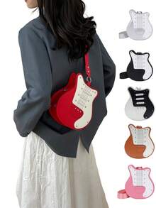 斜挎包、单肩包、吉他形包、不对称包、时尚、高端、小众、精致、适合派对、通勤、购物、带拉链 - 彩色 - 查看 1
