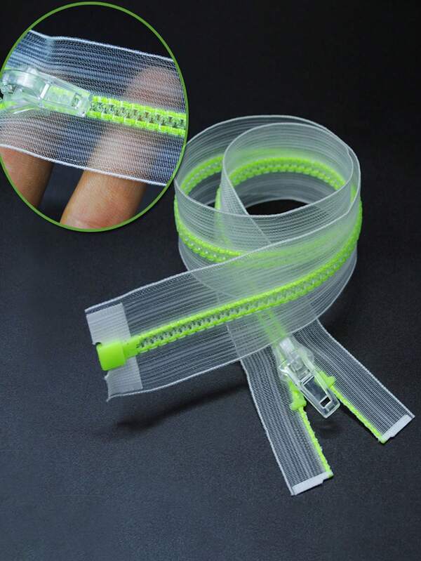 1pc/2pcs Colorful Transparent 5# Resin Zippers, Open-End Plastic Zipper Head For Outdoor Sports Clothing, Plastic Zipper For Sewing Clothes, Anti-Fade Waterproof Zipper , DIY Handmade Crafts Zippers, Clothes& Bag Sewing Accessories