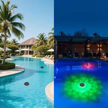1 pièce Lumière de piscine solaire, rouge/jaune/orange/vert, chargement de jour, éclairage automatique de nuit, efficace, lumineux et à plusieurs modes d'éclairage, peut être épaissi, anti-écrasement, masque en PC, flotteur d'eau, jardin de piscine, piscine, pelouse, usage extérieur