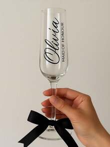 Personalized Champagne Flutes, Customized Champagne Flutes For Bride And Bridesmaids - Reusable, Machine Washable, Customized Champagne Flutes With Bow/Bride Bridesmaid Wine Glasses/Wedding Party Glassware/Champagne Flutes/Champagne Coupes/Bridesmaids/Bride/Maid Of Honor/Mother Of The Bride/Bachelorette Party/Birthday Party - Multicolor - View 6