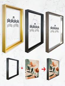 铝合金DIY外框，适用于30x40、40x50、40x60厘米画布，黑金配色，适用于油画、艺术版画、艺术作品，可用于风景画、人像画、客厅墙面装饰（不含玻璃和内框） - 彩色 - 查看 3
