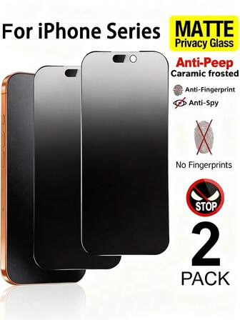2-pack keramiskt matt skärmskydd för iPhone 17/16/15/14/13/12/11/8/7/6, anti-spionage, reflexfri ögonskydd, reptålig film, heltäckande, smidig och känslig beröring