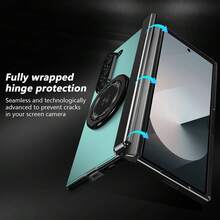 VIETAO 360度旋轉磁吸環支架手機殼，適用於 Galaxy Z Fold 8 Ultra 7 6 5 4，含螢幕保護膜與轉軸保護蓋 - 綠色 - 查看 7