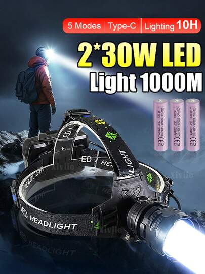 Super Bright LED Headlight, High Lumen Motion Sensor Induction Headlamp, Dual Light Source Fishing Work Light, Aluminum Alloy White And Yellow Light/White Light Available In Two Colors, Outdoor Camping Flashlight