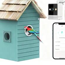 LapEasy Smart Bird Houses For Outside With Camera, Bird House Kit, Hummingbird House, 3MP HD Photos, Inside 2.4G-Wi-Fi, Blue - Blue - View 3
