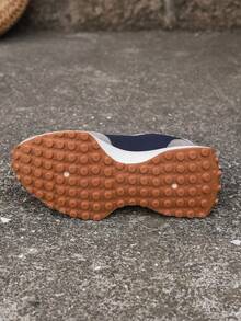 女士轻便跑步运动鞋 - 系带闭合，多功能平底，透气面料和仿皮材质 - 藏蓝色 - 查看 8