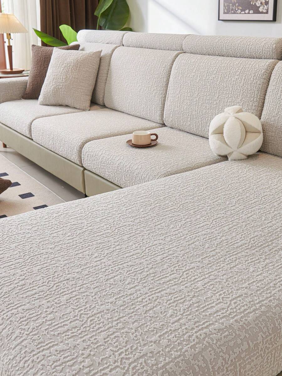 1pc Stretch Sofa Seat Cushion Cover, Warm & Comfortable All-Season, Non-Slip, Splash-Proof, Fashionable Fresh Style, Full Coverage Sofa Slipcover, Dust-Proof, Machine Washable, Color-Fast, Suitable For Bedroom, Office, Living Room L-Shaped Sofa And 1/2/3/4 Seater