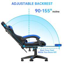GartistGo Height Adjustable Gaming Chair With Footrest And Lumbar Cushion - Dark Blue - View 6