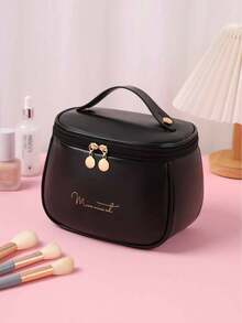 PU皮革便携旅行化妆包，多功能大容量收纳包，化妆工具隔层包，化妆刷收纳袋，浴室洗漱包，多层化妆包，化妆品整理包，便捷旅行手提包，防水收纳包，适用于护肤品、化妆品、化妆刷、粉底、口红等，适合海滩、学校、浴室、度假、情人节、圣诞节等场合，是送给家人和朋友的理想礼物。