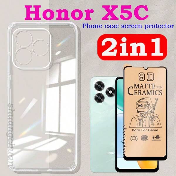 Privacy Anti-Peep Tempered Glass Soft Film For Honor X5C, ZTE Nubia Neo 3GT, Nubia Neo 3, ZTE V70, ZTE V70 Max, Redmi A5, Honor X9D, Flat Transparent Phone Case + Anti-Peep Ceramic Screen Protector