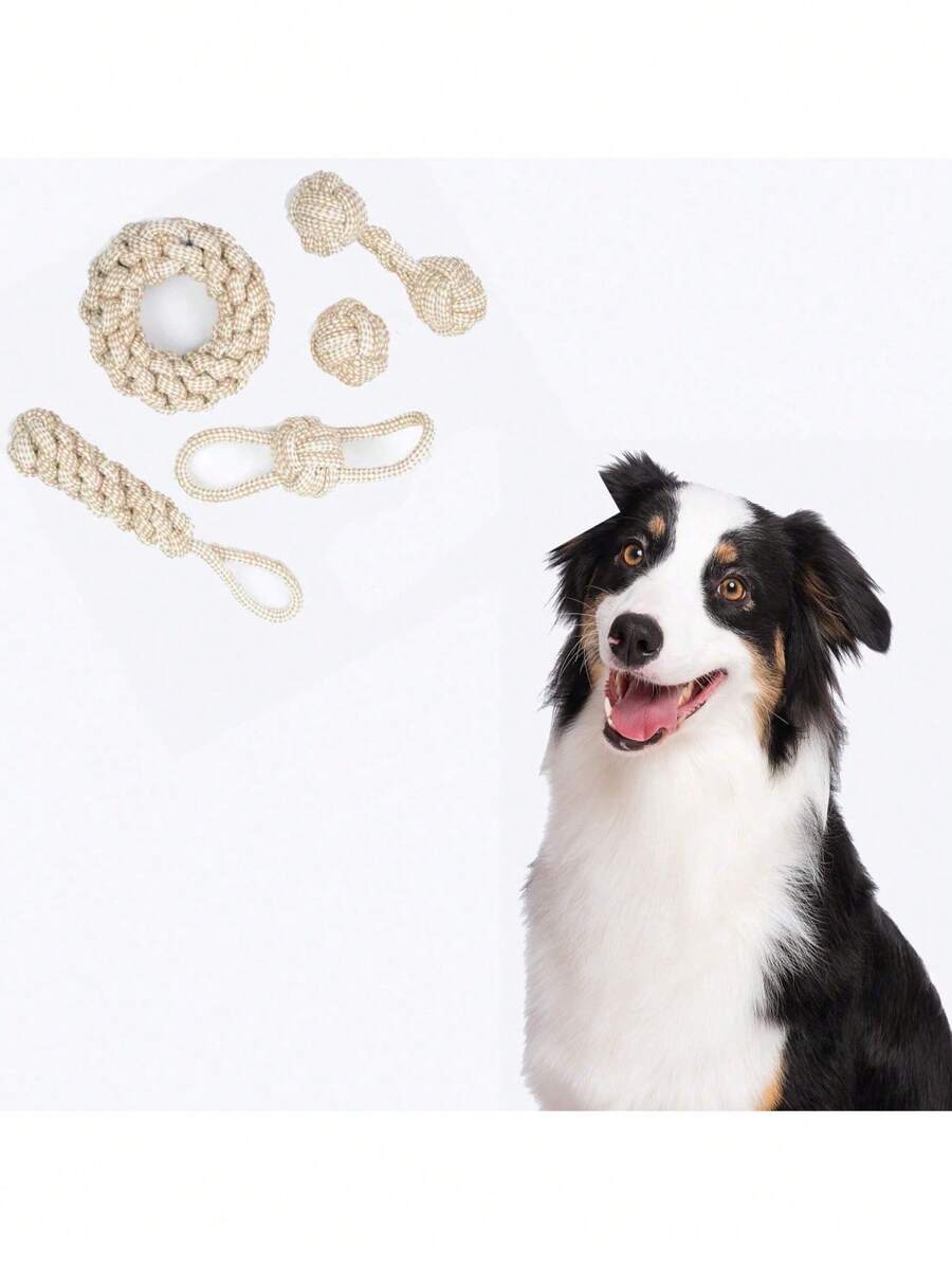 1/5pcs Dog Chew Rope Set, Rope Ball Cat Dog Toys, Puppy Teething Stick And Chew Toys, Small Pet Supplies - Multicolor - View 1