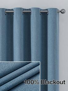 1 件/2 件仿亚麻遮光窗帘，多种尺寸可选，适用于卧室、客厅、家庭影院、餐厅，带拉绳窗帘布，深灰色