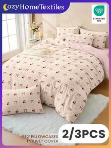 2/3 pièces Ensemble de housse de couette à impression numérique, literie, ensemble de literie douillet et respirant, peau-friendly et confortable, ensemble de housse de couette, doux et anti-boulochage, textile d'ameublement, décoration de chambre, 1 housse de couette et 1/2 taies d'oreiller, le noyau de couette n'est pas inclus, convient pour les lits de tailles Twin, Full, King, Queen, adapté à toutes les saisons, Oeko-Tex