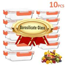 10/2 Pc Orange Glass Food Storage Container Lid, Airtight Glass Meal Preparation Container, Reusable Food Container With Leak-Proof Latch Lid, Suitable For Leftovers, Takeout, Oven, Microwave, Refrigerator, Frozen Lunch Container - Orange - View 12