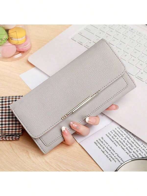 New Fashion Women's Long Tri-Fold Wallet, Faux Leather Texture With Metal Buckle, Multi-Card Slots, Large Capacity, Suitable For Business, Daily Use, Student Back To School Gift For Women Money Wallet Purse Wallet Long Wallet Card Wallet