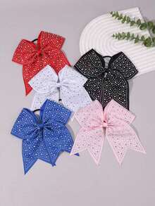 Coletero con lazo de animadora de 7 pulgadas, lazo con strass, adecuado para escuela, deportes, festivales, fiestas, celebraciones y uso diario