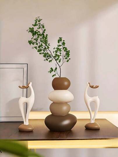 1-częściowy wazon z jeleniem z kamienia do układania, zestaw rzeźb z żywicy, ozdoby do rękodzieła, geometryczny wazon z kamienia, do użytku wewnątrz i na zewnątrz, stylowy i elegancki design, dekoracyjne figurki na biurko, wazon, odpowiedni do domu i biura, prezentów urodzinowych, prezentów na ukończenie szkoły, prezentów świątecznych, doniczek ogrodowych, dekoracji