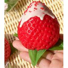 1 件果冻猫软玩具柔软 Q 弹性不粘感官坐立不安软 Taba 软油亮大草莓软玩具，硅胶质地高品质手工制作减压食品玩具，DIY 新款透明粉色草莓奶油浇头 - 彩色 - 查看 26