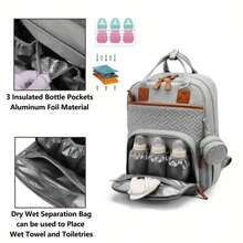 Diaper Bag Backpack With Stroller Attachment And Pacifier Case – Spacious Travel Bag, Multiple Compartments, Soft Material, Ergonomically Padded Straps – Durable And Stylish In Various Colors For Essentials, Must-Haves For Baby Gear And Baby Shower Gifts, Diaper Bag Backpack, Functional Design, High-Quality Workmanship, Traveling Families, Must-Haves For Parents, Traveling Parents - Xám - Xem 5