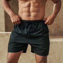 Bermuda Short Men's Gym Beach Tactel Elastane Lycra Sports Training Football - Black - View 2