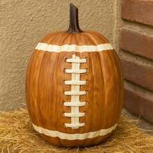 Football Pumpkin Ceramic Decor, Halloween Pumpkin Ceramic Figurine, Fall Pumpkin Football Ornament, Halloween Decorations Indoor Outdoor ()(2) - Tipo 2 - Ver 3