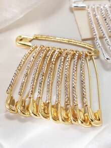 10pcs Sparkling Rhinestone Pins, 5.5cm Length, Versatile Brooch For Shirt, Scarf, Waistband, Hat Decoration - Multicolor - View 8