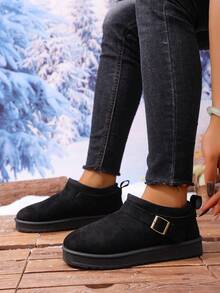 2025 Winter Thick Sole Snow Boots For Women, One-Piece WarmWinter Shoess, Anti-Slip Outdoor Short Tube Boots With Fur Lining - Black - View 2