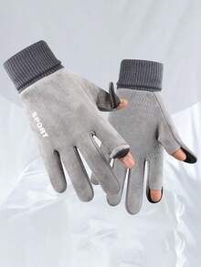 2 Paar warme Handschuhe für Damen & Herren, Herbst/Winter, thermisch gefüttert, touchscreen-fähig, für Outdoor, Laufen, Radfahren, Lieferung, lässiges Buchstabendesign, Polyester gesteppte Handschuhe, Alltagsoutfit für Thanksgiving, Weihnachten, Winterfeiertage Frauen + Winterausrüstung + Handschuhe Bär + Weihnachten - Wie im Bild gezeigt - Übersicht 5