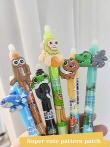 Set da 6 pezzi di penne gel cancellabili della serie "Viaggio verso Ovest", penne a sfera neutre con simpatici cartoni animati, penne retrattili blu cancellabili e dalla scrittura fluida, forniture per la cancelleria per studenti e bambini