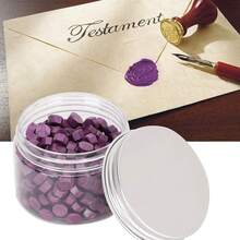 200 Piezas de Cuentas de Cera para Sellos, Lacre en Forma Octogonal con Efecto Perla para Invitaciones de Boda, Sobres y Documentos, Colores Vibrantes (Morado berenjena) - Morado - Ver 3