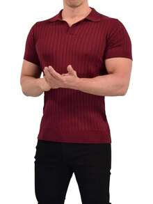 JOHN LEOPARD - Men's Knitted Polo Shirt - Black and White - View 1