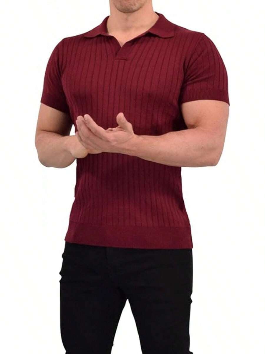 JOHN LEOPARD - Men's Knitted Polo Shirt - Black and White - View 1
