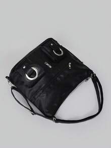 DareSee New Stylish Korean Version Multi-Function Personalized Versatile Backpack/Shoulder/Crossbody PU Leather Bag, Large Capacity For School, Shopping, Students Gifts ,University Bag Music Fest Back To School - Black - View 4