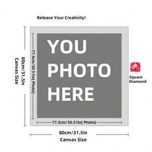 Kit di pittura a diamante personalizzata su misura per adulti, fai da te 5D, arte con punti a forma rotonda/quadrata, con foto, testo e disegno personalizzato, in varie dimensioni (20x25cm), decorazione personalizzata per la casa (Punti rotondi, 30x40cm), kit per adulti, decorazione con pittura a diamanti 5D